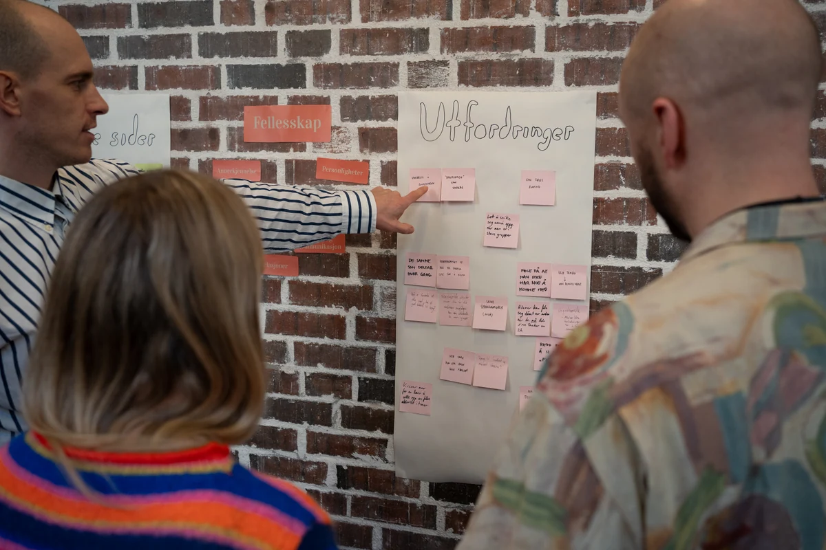 Ekspertworkshop med notater på veggen