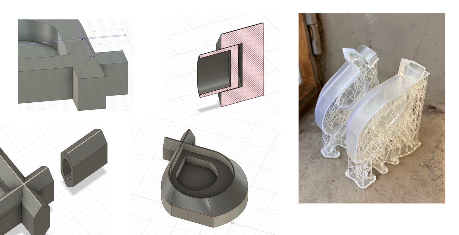 CAD-formstudier og fysisk prototype av diffuseren