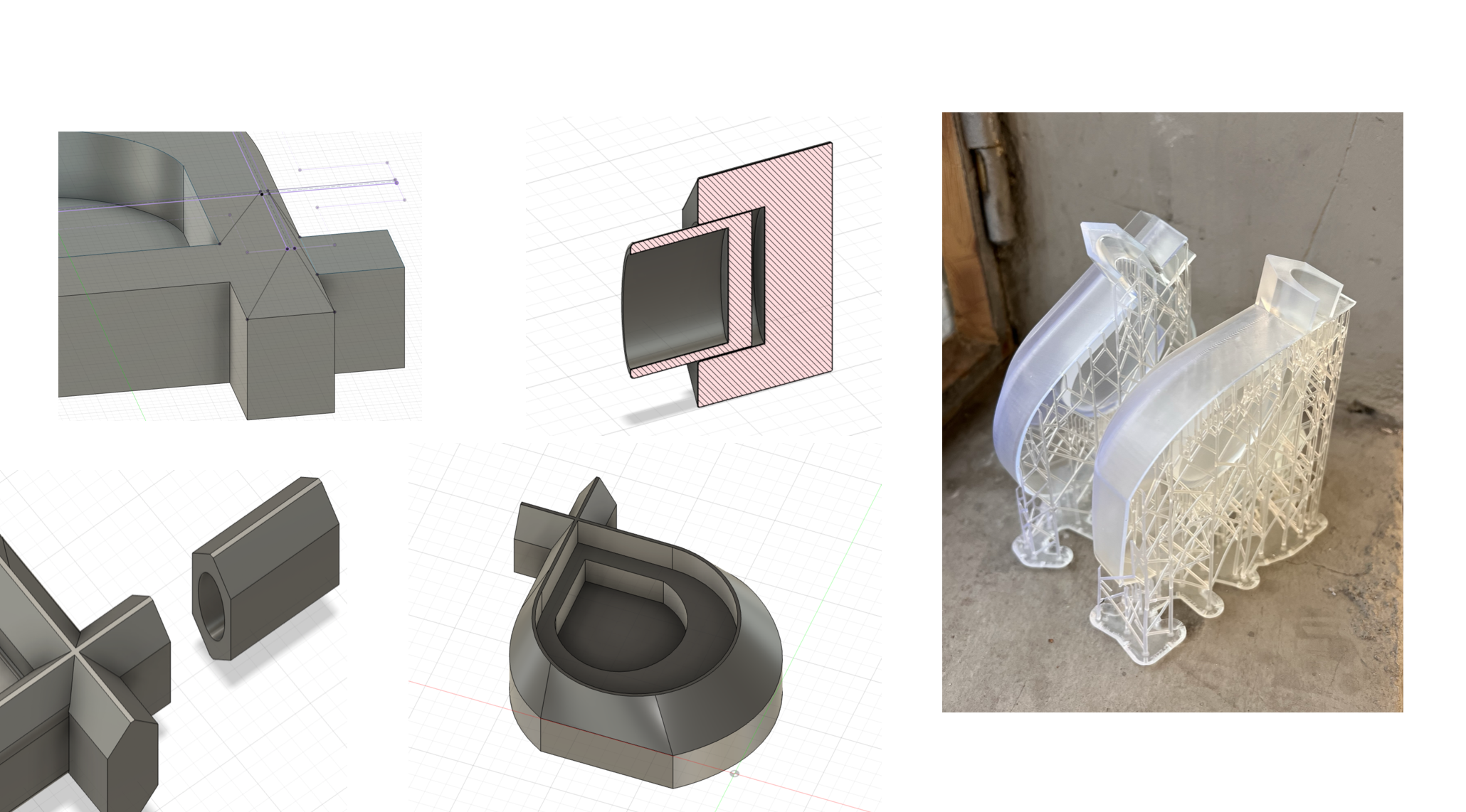 CAD-formstudier og fysisk prototype av diffuseren