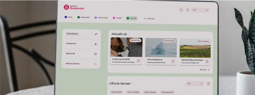 Skolestudio dashboard på en bærbar datamaskin