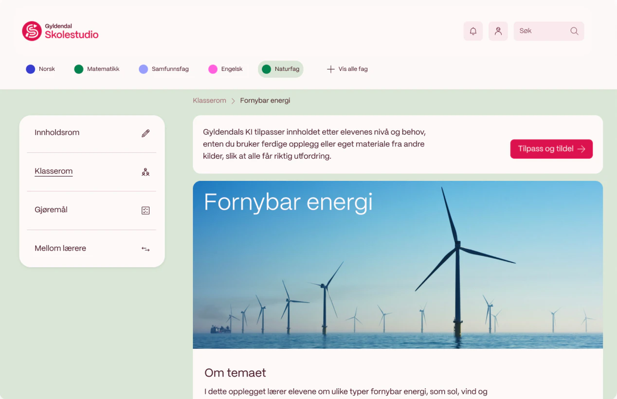 Skolestudio-konsept med temaet Fornybar energi